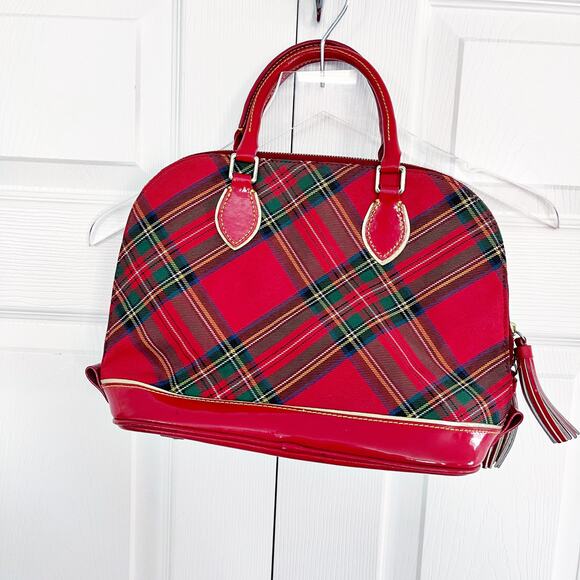 Dooney & Bourke Red Tartan Plaid Top Handle Satchel Handbag - Picture 11 of 16